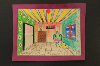 Perspective room drawing student example
