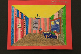 Perspective room drawing student example